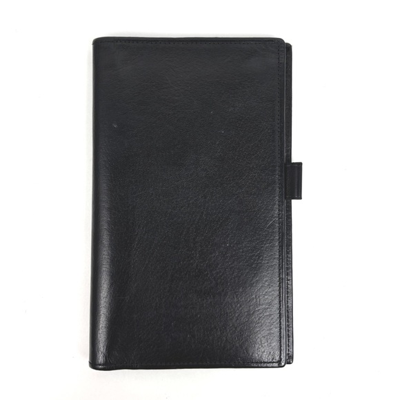 COACH Vintage Slim Black Leather Bifold Checkbook Card Wallet - Picture 3 of 14